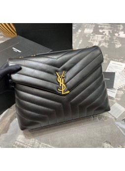  YSL LOULOU Y BAG MEDIUM BLACK WITH GOLD CHAIN